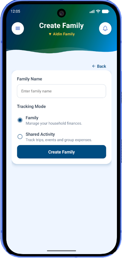 FimNest create family screen