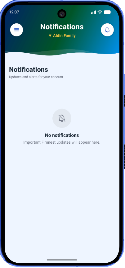 FimNest notifications screen